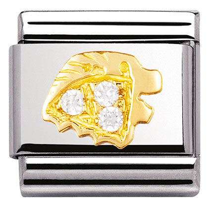 Classic ZODIAC S/Steel,Bonded Yellow Gold, CZ, Leo