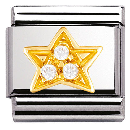 030308/01 Classic ,S/ steel, Bonded Yellow Gold,CZ,White star