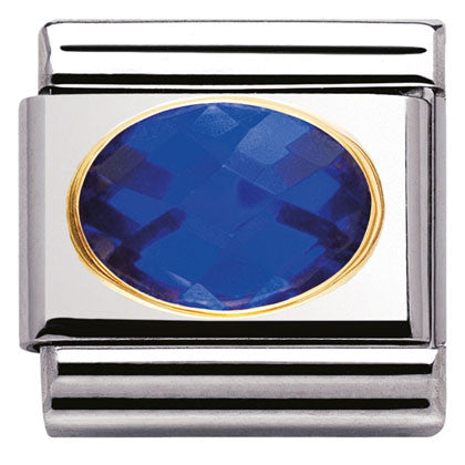 030601/007 Classic FACETED CZ Blue S/Steel, Bonded Yellow Gold