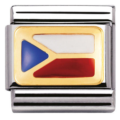 030234/30 Classic FLAG S/steel,enamel,bonded yellow gold CZECH REPUBLIC