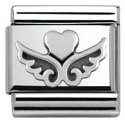 330101/13 Classic OXIDIZED ,S/Steel,silver Heart with wings