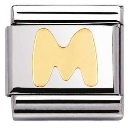 030101/13 Classic LETTER,S/Steel,Bonded Yellow Gold Letter M