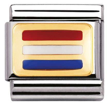 030234/12 Classic FLAG,S/Steel,enamel,bonded yellow gold HOLLAND