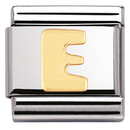 030101/05 Classic LETTER,S/Steel,Bonded Yellow Gold Letter E