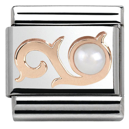 430503/01 Classic SYMBOLS AND STONES,S/steel,9k gold, Swirl and WHITE MOTHER OF PEAR