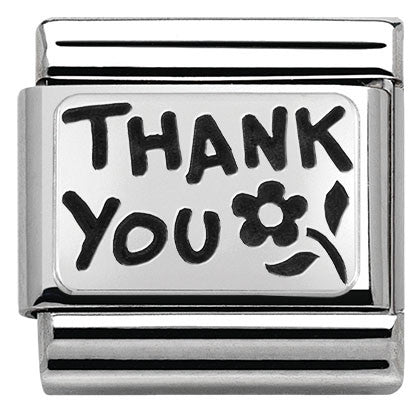 330102/42 Classic PLATES OXIDIZED steel silver 925 THANK YOU