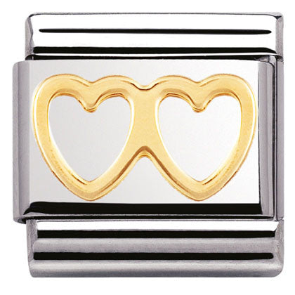 030116/03 Classic S/steel,bonded yellow gold Double Heart