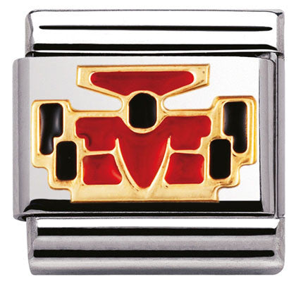 030203/23 Classic SPORTS,S/Steel,enamel,bonded yellow gold Red Racing Car