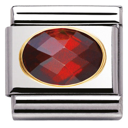 030601/005 Classic FACETED CZ Red S/Steel, Bonded Yellow Gold