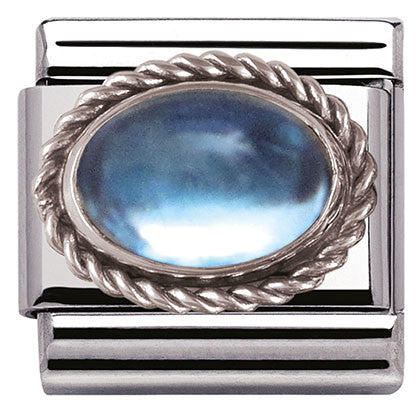 330504/13 Classic SEMIPRECIOUS STONES,s/steel,silver setting, light blue topaz