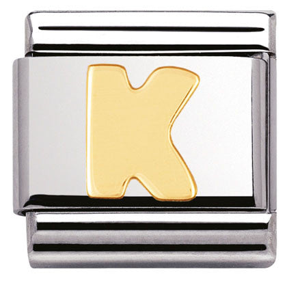 030101/11 Classic LETTER,S/Steel,Bonded Yellow Gold Letter K