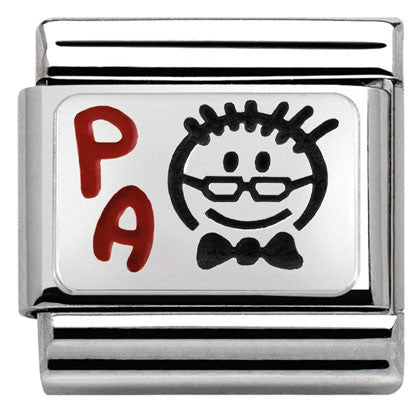 330208/12 CL OXIDIZED PLATES,steel,enamel,925 silver Grandpa