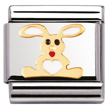 030212/02 Classic ,S/steel, enamel, bonded yellow gold WHITE rabbit