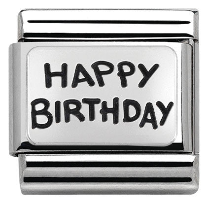 330102/41 Classic PLATES OXIDIZED steel silver 925 HAPPY BIRTHDAY