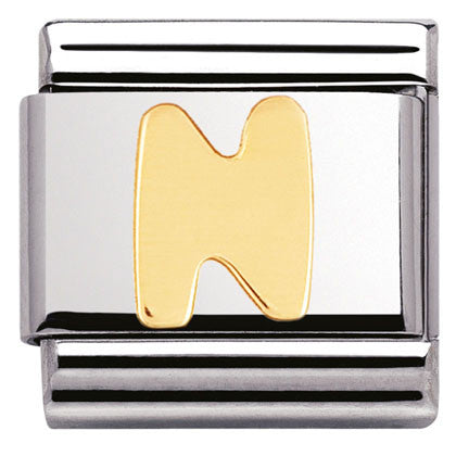 030101/14 Classic LETTER,S/Steel,Bonded Yellow Gold Letter N