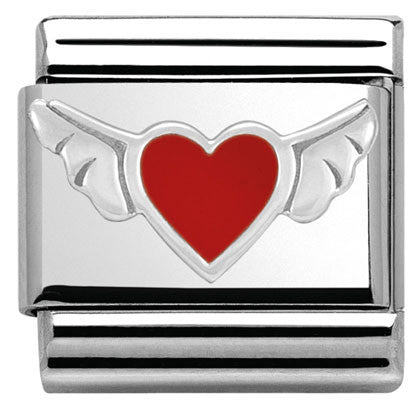 330202/01 Classic,S/steel,enamel,silver 925 Heart with wings