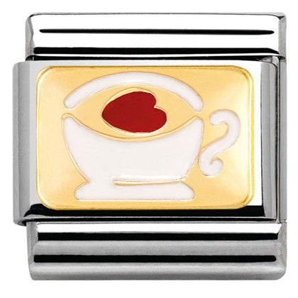 030284/02 Classic, PLATES,steel,enamel, yellow gold,Cup with heart
