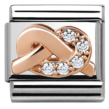 430302/06 Classic,S/steel, Rose Gold & White CZ knot