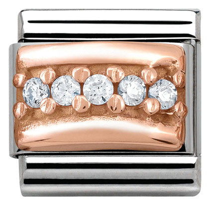 430304/01 Classic ENGRAVED PAVE,S/Steel,9K rose gold, CZ White CZ
