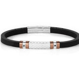 CITY bracelet steel, rubber, 2 cz, PVD finish Chocolate 028806/028