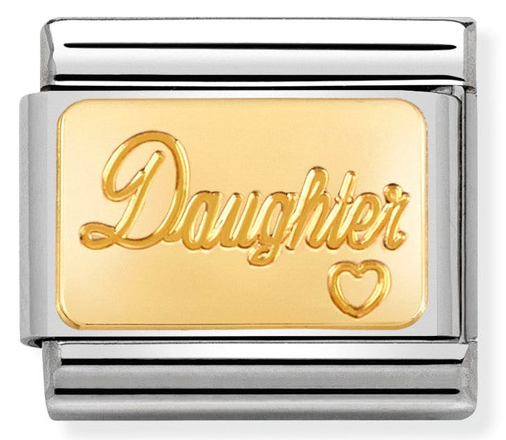 030121/25 Classic ENGRAVED SIGNS,S/steel,bonded yellow gold Daughter