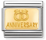 030121/32 Classic Engraved Sign Anniversary  S/steel,bonded yellow gold