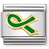 030242/47 Classic bonded yellow Gold + Enamel Green Ribbon  Mental Health