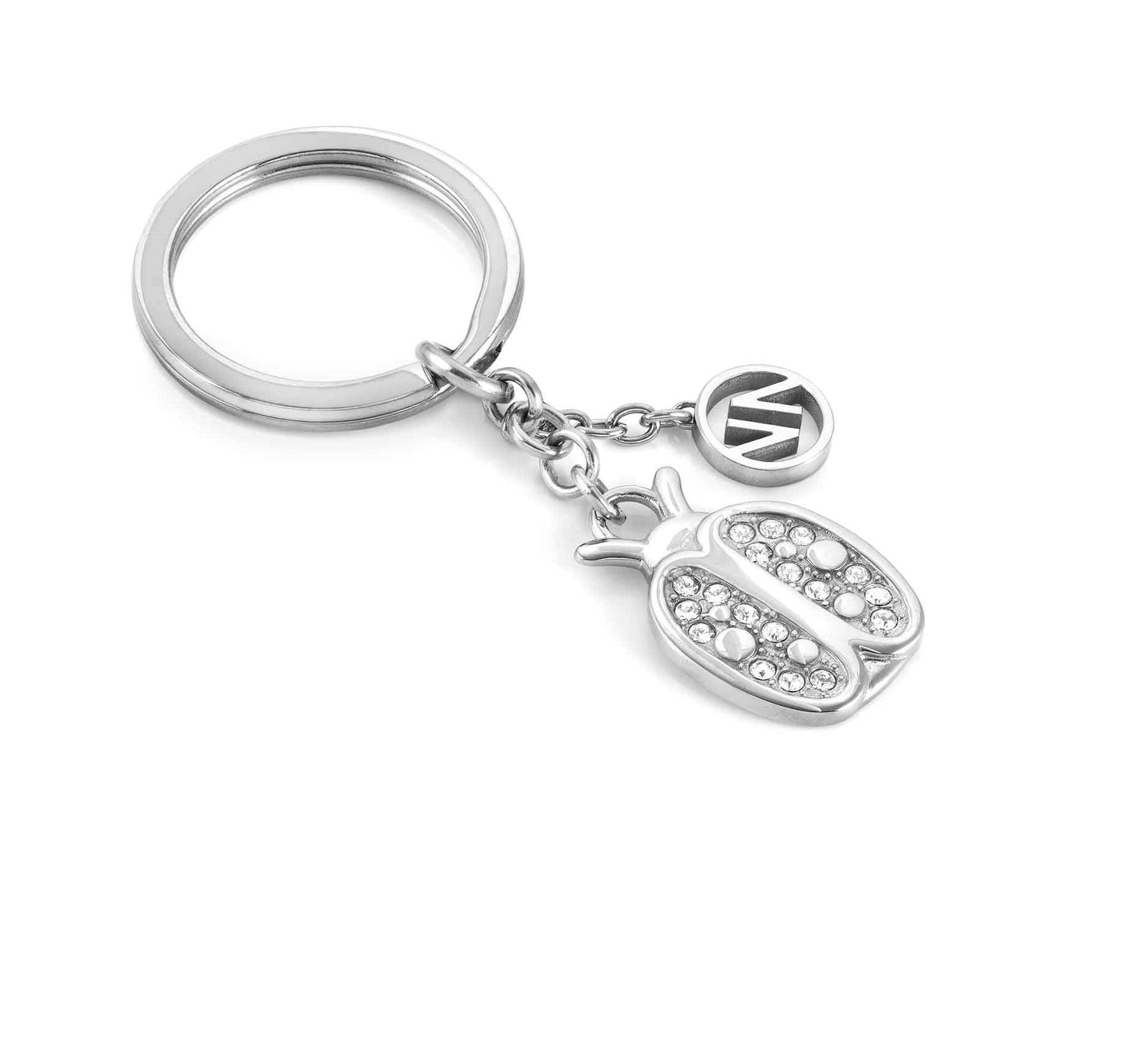 KEYRINGS key ring in steel and crystals (037_Ladybug)