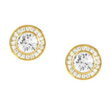 AUREA earrings  925 silver,CZ, YELLOW GOLD STUD White 145712/010