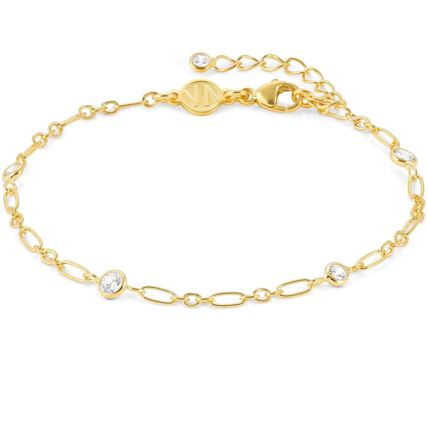 BELLA bracelet ed, DETAILS 925 silver, cz GOLD,Elongated Chain 146685/036