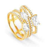 COLOUR WAVE ring  925 silver,CZ, WHITE Fin. Yellow gold Size17 149800/014/008