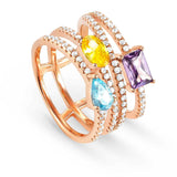 COLOUR WAVE ring  925 silver, CZ, MIXED Pink gold Fin. Size 15 149800/026/006
