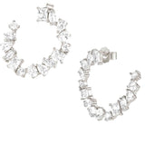 COLOUR WAVE earrings  925 silver,CZ, WHITE Silver finish 149803/008