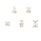 COLOUR WAVE earrings set  925 silver,CZ WHITE Fin. Yellow gold 149804/014