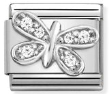 330304/35 Classic SYMBOLS steel,CZ & silver 925 WHITE butterfly