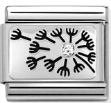 330314/07 Classic SYMBOLS 1 Ox steel,CZ,Silver 925  Dandelion