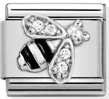 330321/02 Classic,S/Steel,enamel,CZ, 925 silver, Bee