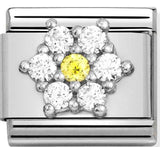 330322/01 Classic SYMBOLS steel, Cz,silver 925 RICH,WHITE & YELLOW flower