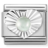 330508/31 Classic STONES, steel, DIAMOND HEART 925 silver Milky acquamarine
