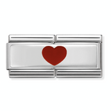330721/10 Double Classic Symbol, Silver/Steel with Enamel Heart