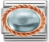 430507/30 Classic RICH SETTING STONE,S/Steel,9k Rosegold Blue topaz