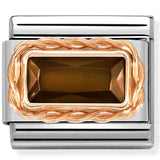 430604/012 Classic FACETED BAGUETTE, RICH SETTING,St.steel,9ct Rose gold SMOKEY