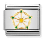 030250/11 Classic U.K stainless steel,enamel,bonded yellow gold White Rose of Yorkshire