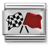 330208/16 CL OXIDIZED PLATES,steel,enamel, 925 silver Finish Line Flag