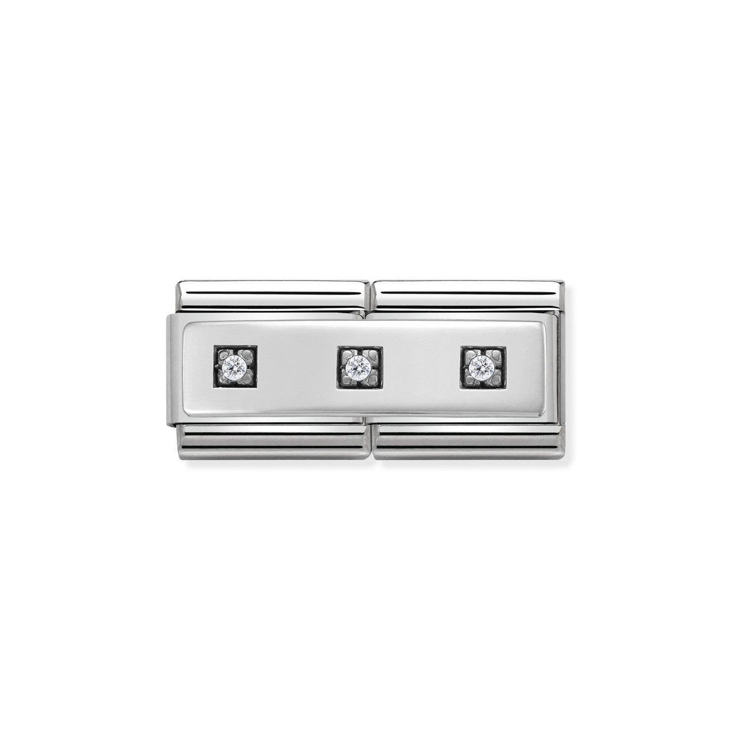 330731/01 Classic Silver,CZ Double.  Three Zircon White