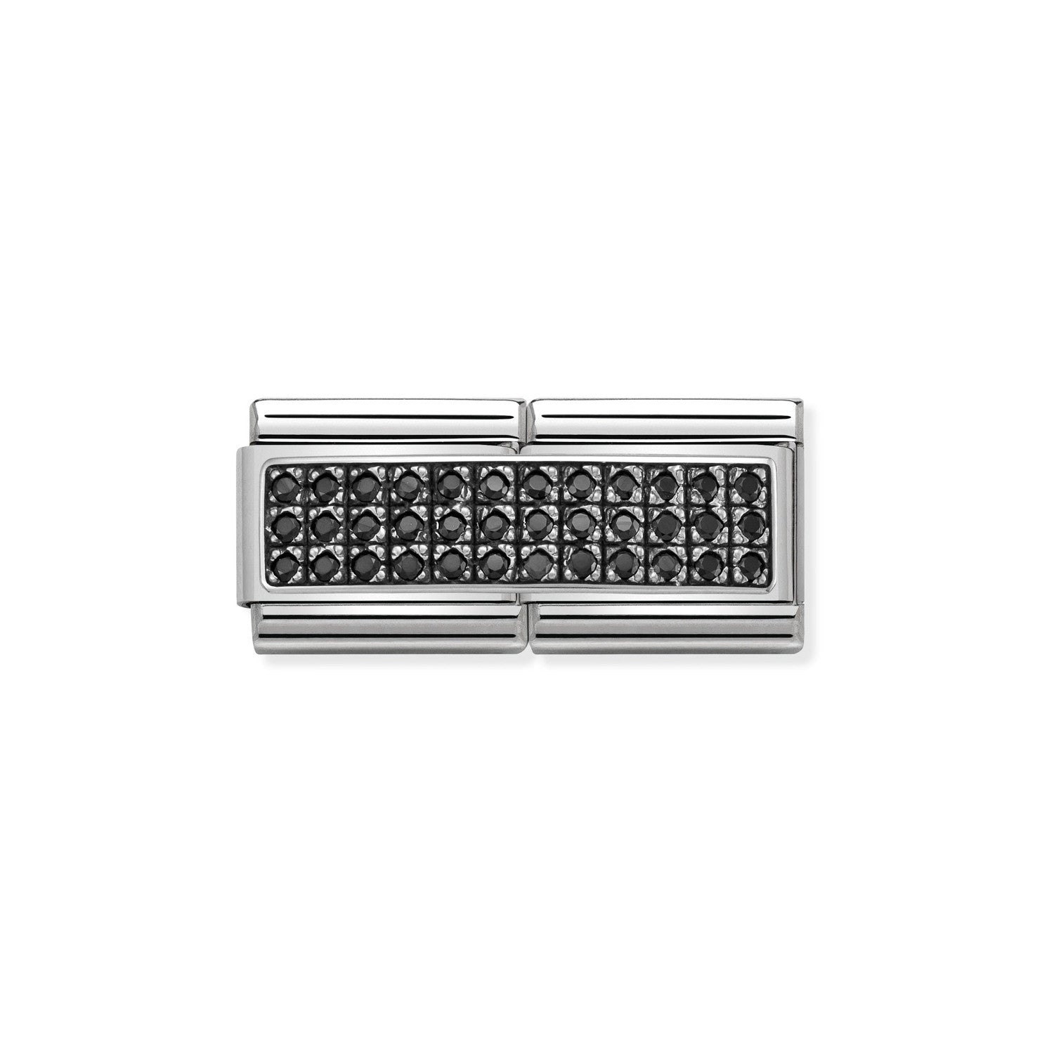 330733/10 Classic Silver & CZ Double Pave Black