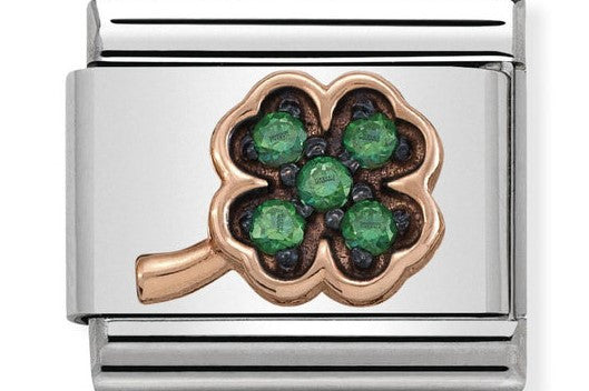 430311/02 Classic 9ct Rose Gold  2 Finishes Clover & Black Rhodium