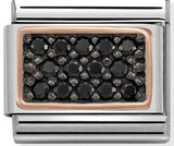 430313/03 Classic 9ct Rose Gold Pave 2 finishes Rectangle Black
