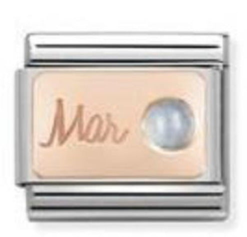 430508/03 Classic S. Steel & 9ct Rose gold March AQUAMARINE