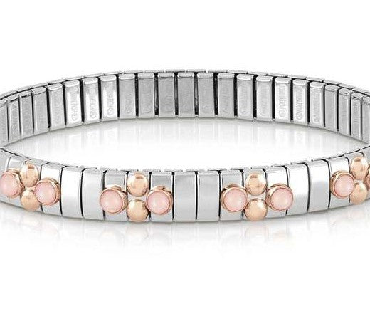 044034/006 Bracelet XTE S/steel,9ct gold,8 stones PINK CORAL